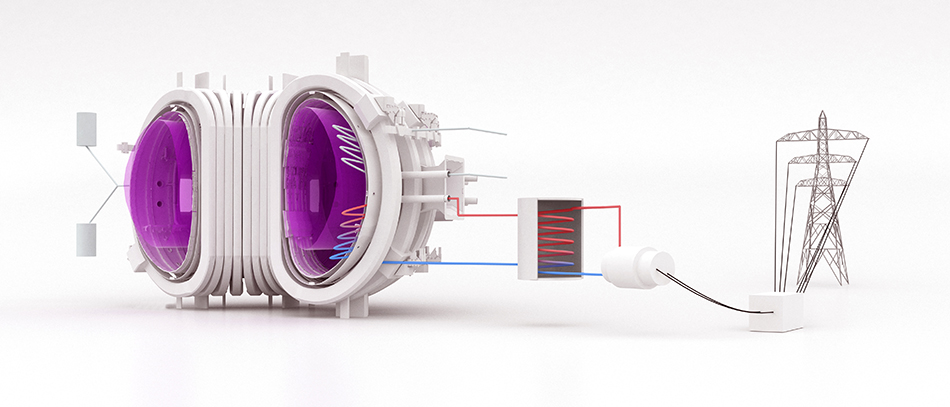 Grafische Darstellung eines Fusionskraftwerks. (Bild: EUROfusion)